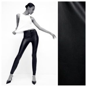 NWT. Zara Black Faux Leather High-waist Leggings. Size M, L.